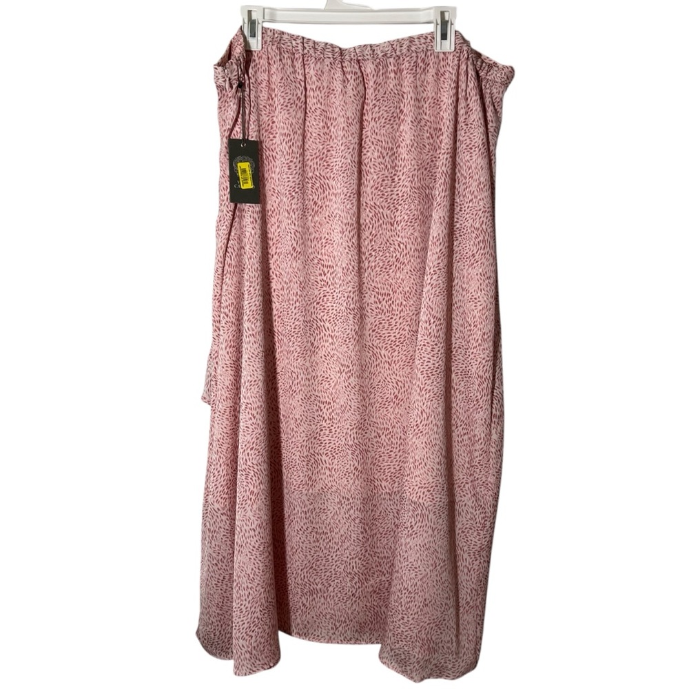 NWT Vince Camuto Plus Size Swirling Dot Print Crossover‎ Midi Pink Skirt Sz 20W - Picture 3 of 5